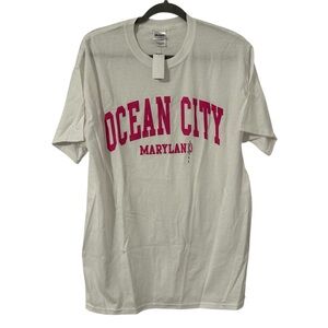 NEW White & Pink Ocean City Maryland Top Shirt Casual Tee Women’s Unisex Large!